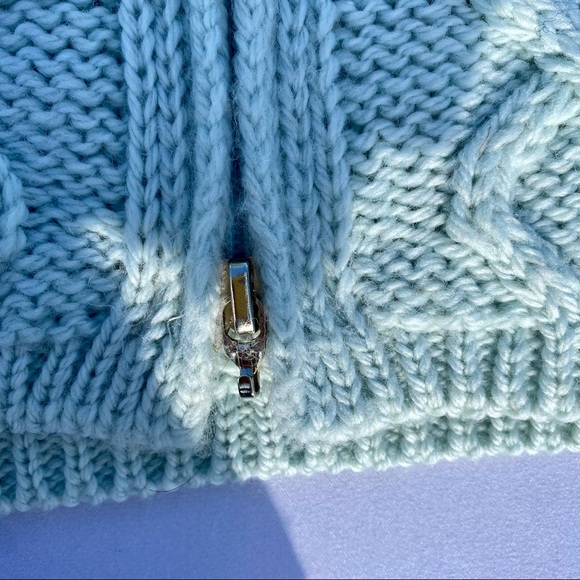 ARAN CRAFTS 100% Merino Wool Made in Ireland Cardigan, Mint Green, Small, NWOT - Picture 6 of 6